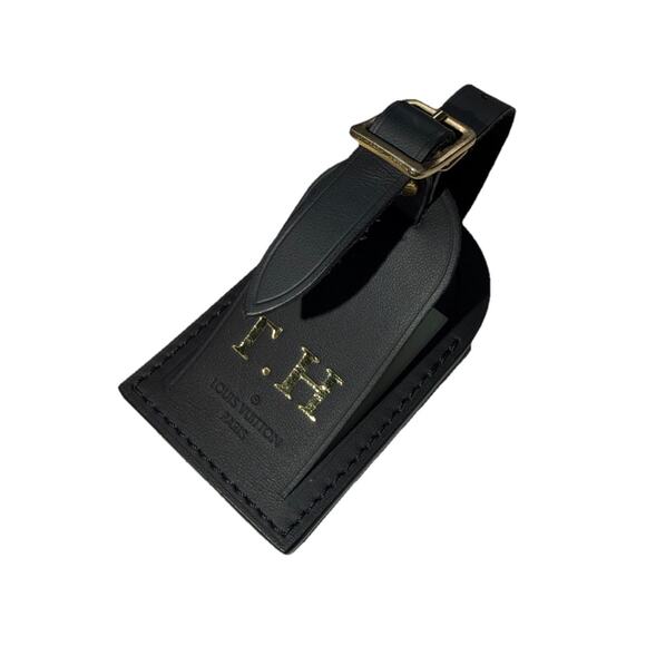 Louis Vuitton Name Tag w/ T H Initials Goldtone Black Large Black - Picture 5 of 15